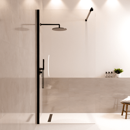 Paroi de douche avec revêtement Nano - Noir - 100 x 200 cm - Lima