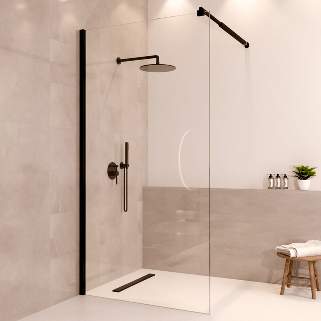 Paroi de douche avec revêtement Nano - Noir - 100 x 200 cm - Lima
