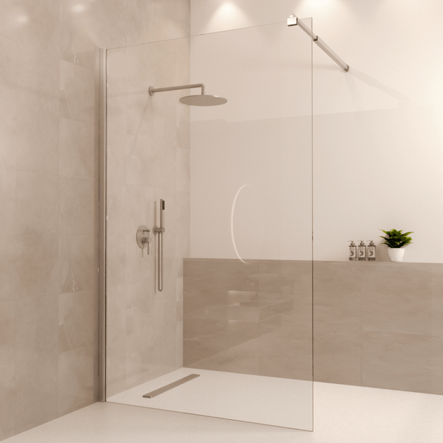Paroi de douche design avec revêtement Nano - Chrome - 120 cm - Lima