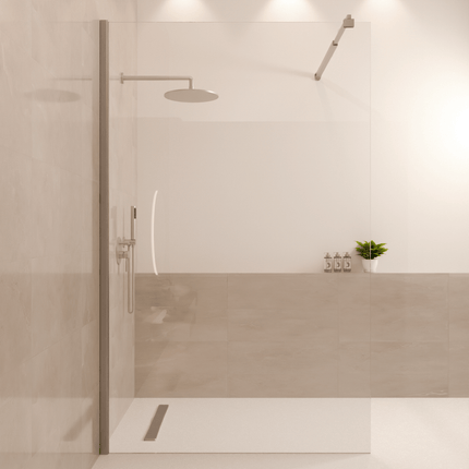Paroi de douche design avec revêtement Nano - Chrome - 120 cm - Lima