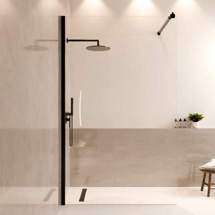 Paroi de douche à l’italienne avec traitement Nano - Noir mat - 120 cm - Lima