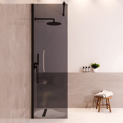 Paroi de douche avec verre fumé et revêtement nano - Noir - 60 cm - Lima
