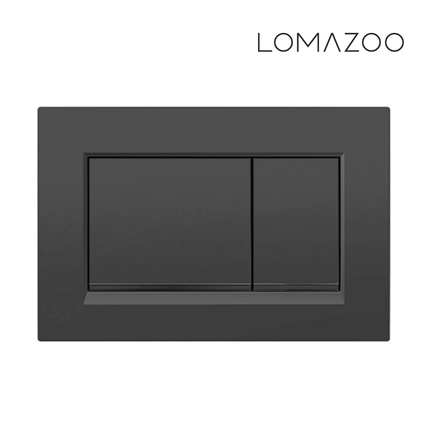 Toilette suspendue ronde avec réservoir encastré - Blanc - Plaque carrée gunmetal - Linea