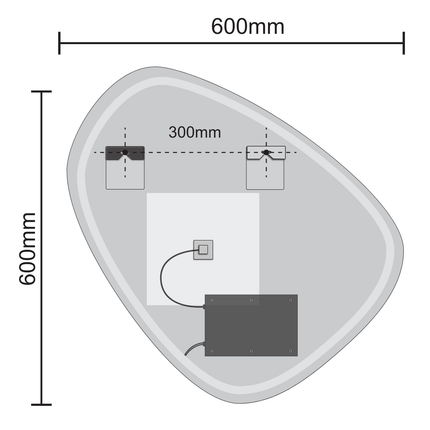Miroir LED avec fonction anti-buée - 60 x 60 cm - GENEVA