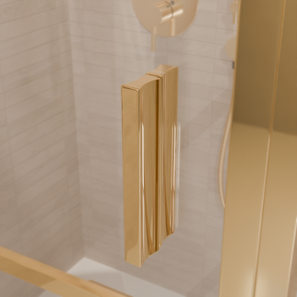 Cabine de douche avec bandes décoratives en aluminium doré massif - Or brillant - 90 cm - Cartagena
