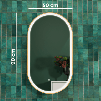 Miroir de salle de bain LED avec éclairage réglable et anti-buée - 50 x 90 cm - Hamburg