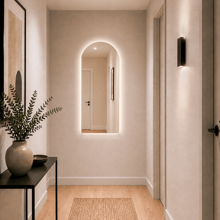 Miroir salle de bains design arc avec éclairage LED réglable - 45 cm - Tunis