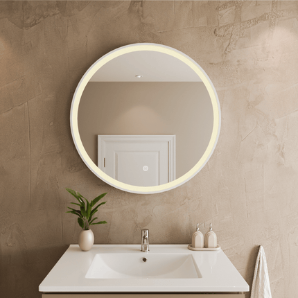 Miroir de salle de bain avec éclairage LED intégré - blanc - 70 cm - Helsinki