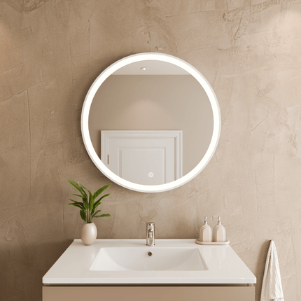 Miroir de salle de bain avec éclairage LED intégré - blanc - 70 cm - Helsinki