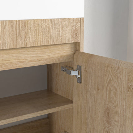 Meuble de toilette suspendu chêne clair avec vasque blanche - 40 cm - Ibiza