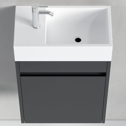 Meuble WC suspendu design compact avec vasque blanche - noir - 40 cm - Ibiza