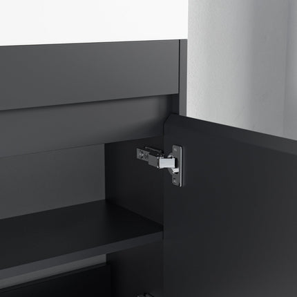 Meuble WC suspendu design compact avec vasque blanche - noir - 40 cm - Ibiza
