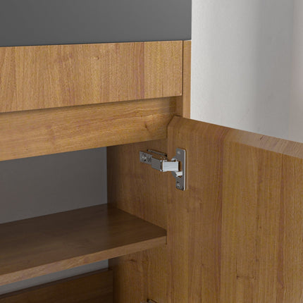 Meuble toilette suspendu chêne naturel avec vasque noire - 40 cm - Ibiza