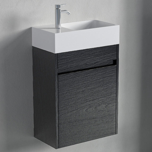 Meuble de toilette suspendu design avec vasque blanche - Chêne noir - 40 cm - Ibiza