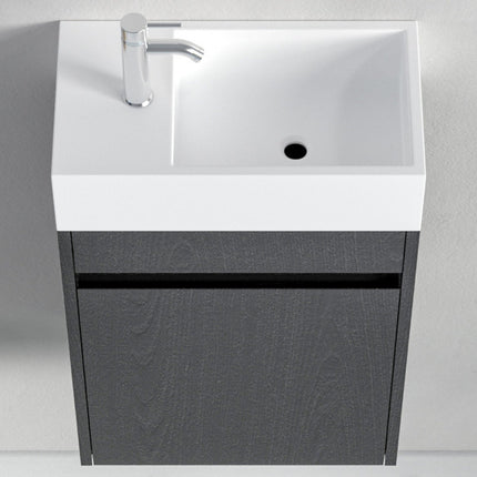 Meuble de toilette suspendu design avec vasque blanche - Chêne noir - 40 cm - Ibiza