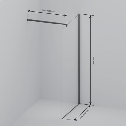 Paroi de douche avec revêtement Nano - Chrome - 100 cm - Lima