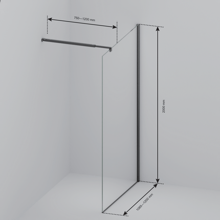 Paroi de douche design avec revêtement Nano - Chrome - 120 cm - Lima