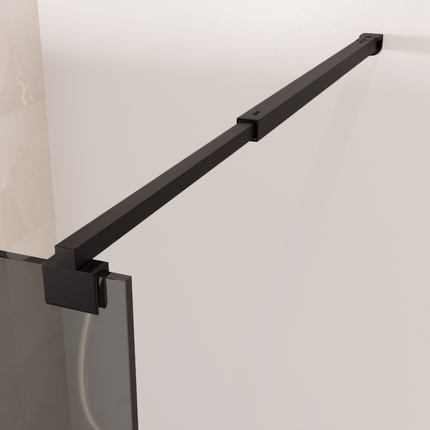 Paroi de douche avec verre fumé et traitement Nano - Noir - 120 cm - Lima