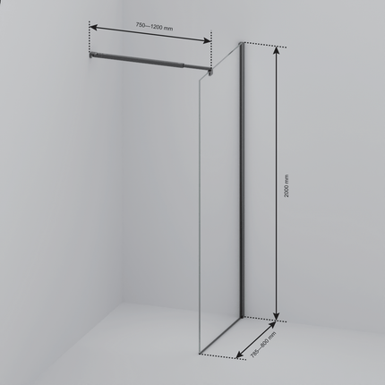 Paroi de douche avec revêtement Nano - Chrome - 80 cm - Lima