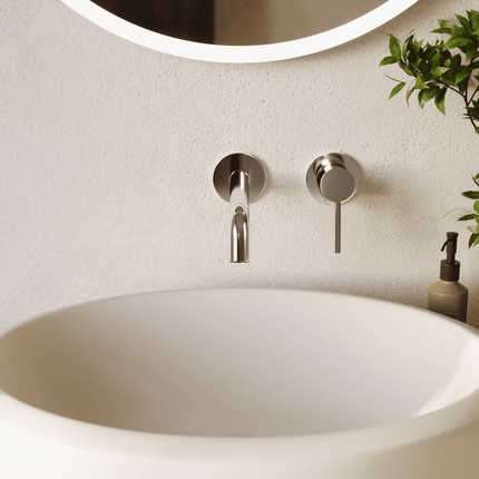 Mitigeur lavabo encastré design épuré avec vasque - chromé - KEPLER