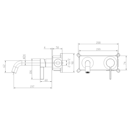 Mitigeur lavabo encastré design épuré avec vasque - chromé - KEPLER