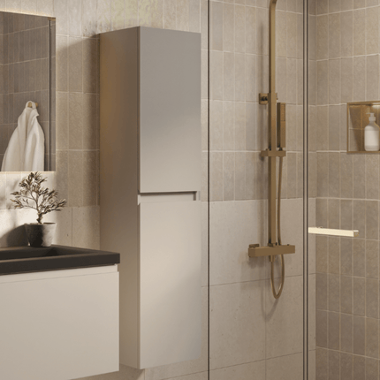 Ensemble meuble de salle de bain suspendu finition greige avec vasque noire - 80 cm - Sorrento