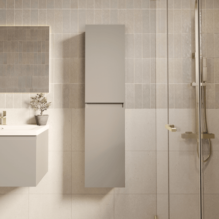 Ensemble meuble de salle de bain suspendu avec vasque blanche - Greige - 80 cm - SORRENTO