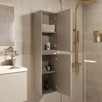 Ensemble meuble de salle de bain suspendu avec vasque blanche - Greige - 80 cm - SORRENTO