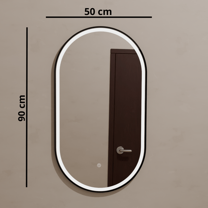 Miroir de salle de bains LED avec éclairage réglable - 50 x 90 cm - Leipzig