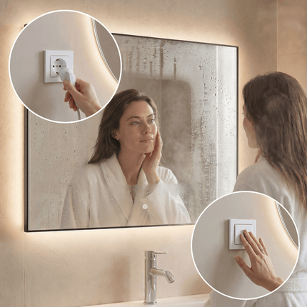 Miroir LED avec fonction anti-buée - 80 x 60 cm - LYON