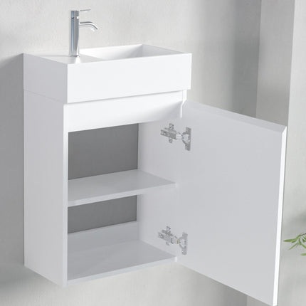 Meuble suspendu blanc brillant avec vasque blanche - 40 cm - MALIBU