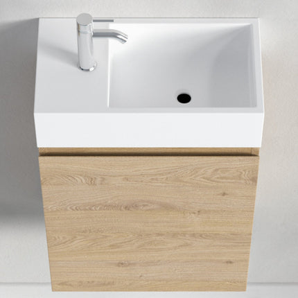 Meuble WC suspendu avec vasque blanche intégrée - Chêne - 40 cm - Malibu