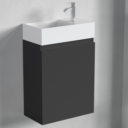 Meuble WC suspendu noir mat avec vasque blanche - 40 cm - Malibu