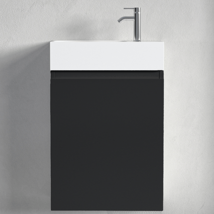 Meuble WC suspendu noir mat avec vasque blanche - 40 cm - Malibu