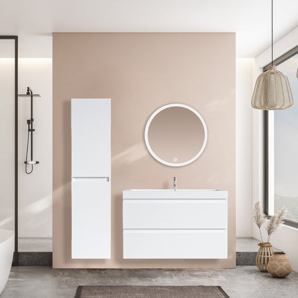 Armoire colonne suspendue blanc brillant - 35 cm - Marbella