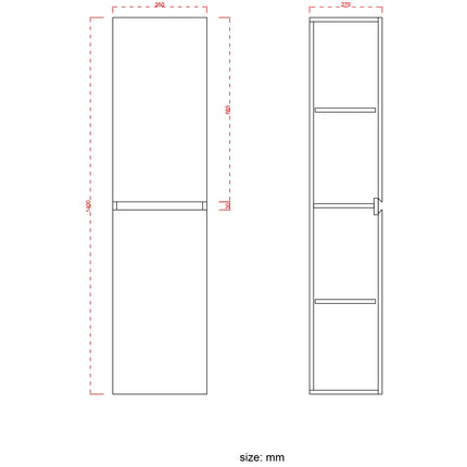 Armoire colonne design épuré sans poignées - noir mat - 35 cm - Marbella