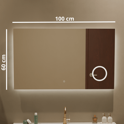 Miroir de salle de bain anti-buée avec éclairage LED modulable - 100 x 60 cm - Marseille