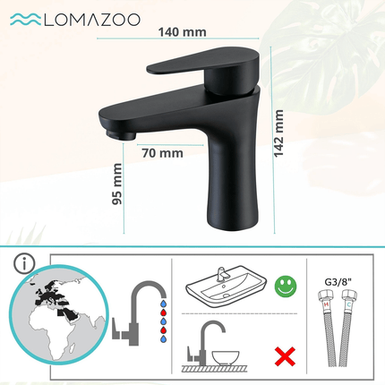Mitigeur lavabo design moderne finition noire mate - Mary