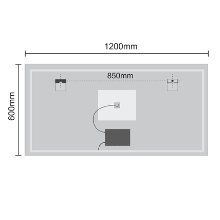 Miroir LED chauffant anti-buée - 120 cm - MEMPHIS