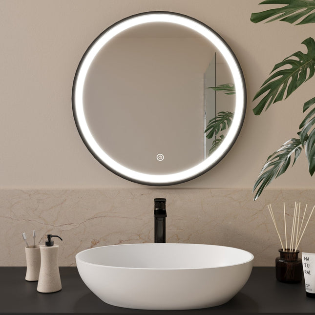 Miroir de salle de bain avec éclairage LED et fonction anti-buée - noir - 60 cm - DS CONCEPT