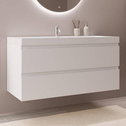 Meuble suspendu avec vasque intégrée - blanc brillant - 100 cm - Monaco