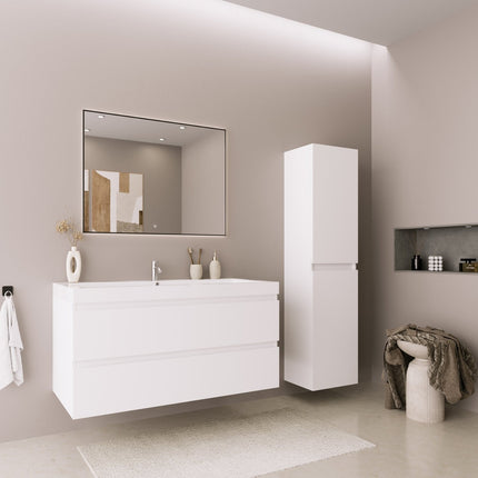 Meuble suspendu avec vasque intégrée - blanc brillant - 100 cm - Monaco