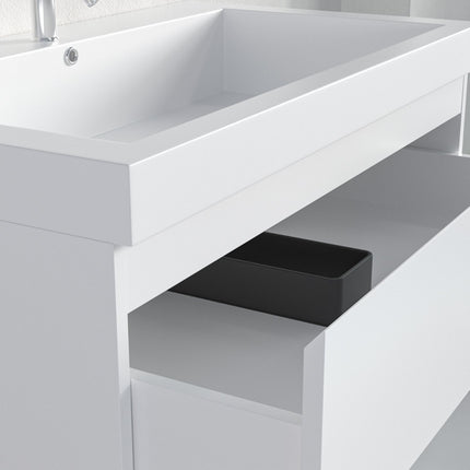 Meuble de salle de bain suspendu avec vasque intégrée - blanc brillant - 80 cm - Monaco