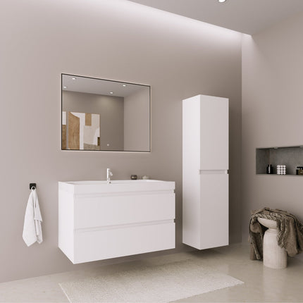 Meuble de salle de bain suspendu avec vasque intégrée - blanc brillant - 80 cm - Monaco