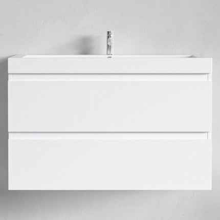 Meuble de salle de bain suspendu avec vasque intégrée - blanc brillant - 80 cm - Monaco