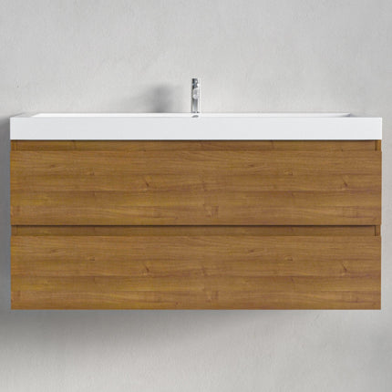 Meuble de salle de bain suspendu avec vasque blanche - Warm Eiken - 100 cm - MONACO