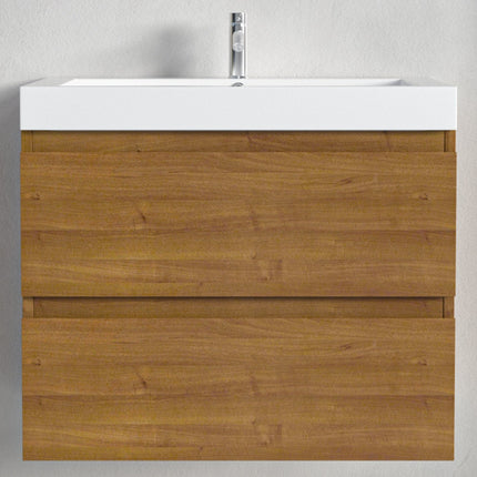 Meuble de salle de bain suspendu design avec vasque blanche - Warm Eiken - 60 cm - Monaco
