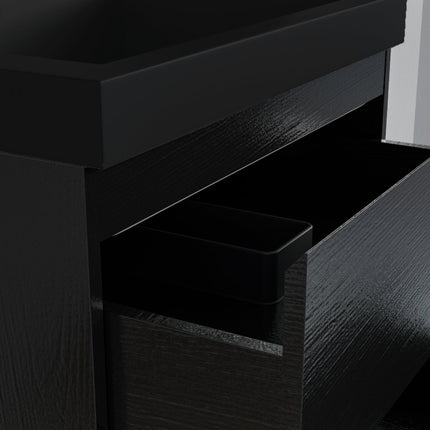 Meuble de salle de bains suspendu avec vasque intégrée - chêne noir et noir - 60 cm - Monaco