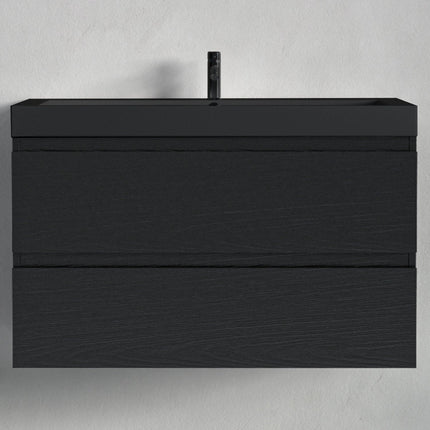 Meuble de salle de bains suspendu avec vasque intégrée - Noir - 80 cm - Monaco