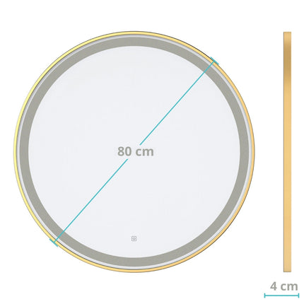 Miroir de salle de bains avec fonction anti-buée et éclairage LED réglable - 80 cm - PARIS
